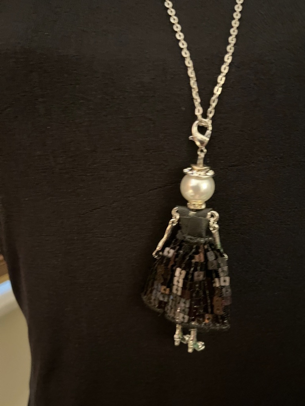 Coco + Carmen Black Doll Pendant Necklace with Pink & Purple Flower Accents - Picture 6 of 9